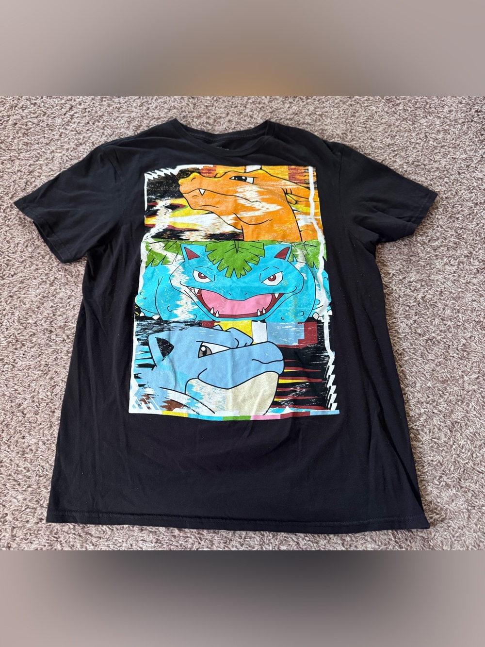 Pokemon Charizard Venusaur Blastoise Graphic T Shirt Men’s Medium Black